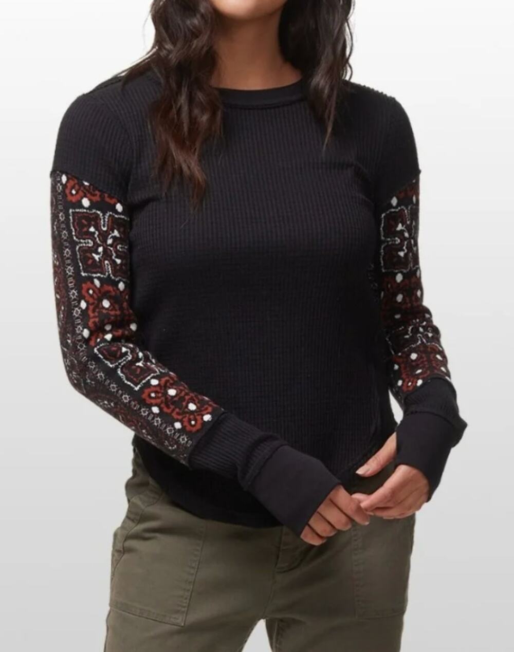 Free People Nikki Printed Thermal Layering, XL